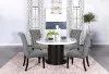 CoasterEssence 115490-S5G Sherry - 5 Piece Round Marble Top Dining Table Set - Gray