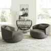 Liberty Furniture 708-ACH15-GY Haley - Upholstered Swivel Cuddler Chair - Charcoal