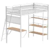 Coaster Fine Furniture 460332WHT Campus - 3-Shelf Metal Twin Workstation Loft Bed - Matte White