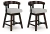 Ashley Furniture D596-224 Haddigan - Upholstered Swivel Barstool (Set of 2) - Dark Brown