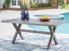 Ashley Furniture PCP418-625 Half Moon Beach - Rectangular Dining Table With Umbrella Option - Gray