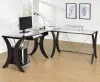 CoasterEssence 800446 Monterey - Glass Top L-Shape Computer Desk - Cappuccino