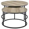 Coaster Fine Furniture 736040 Lainey - 2 Piece Round Nesting Coffee Table - Distressed Pine