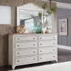 Liberty Furniture 652-BR-DM Farmhouse Reimagined - Dresser & Mirror - Antique White / Chestnut Tops