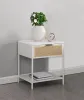 Coaster Fine Furniture 930236 Amherst - 1-Drawer Radio Weave Rattan Metal Side Table - White