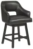 Ashley Furniture D380-924 Tallenger - UPH Swivel Barstool (Set of 2) - Black / Dark Brown