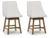 Ashley Furniture D974-324 Cabalynn - Upholstered Swivel Barstool (Set of 2) - Oatmeal / Light Brown