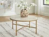 Ashley Furniture T643-8 Alben - Round Cocktail Table - Antique Gold
