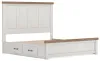 Ashley Furniture B4615B15 Ashley Furniture B4615B15 Savonport - King Panel Bed With 2 Under Bed Storage Units - White / Brown