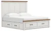 Ashley Furniture B4615B17 Ashley Furniture B4615B17 Savonport - King Panel Storage Bed With Storage Footboard And 2 Under Bed Storage Units - White / Brown