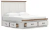 Ashley Furniture B4615B17 Ashley Furniture B4615B17 Savonport - King Panel Storage Bed With Storage Footboard And 2 Under Bed Storage Units - White / Brown