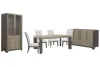 Pulaski Furniture P402240-KIT8 Pulaski Furniture P402240-KIT8 Anderson Park - Leg Dining Table With 4 Upholstered Side Chairs, Sideboard And China Cabinet - Moose Trail / Frontier Brown