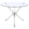 CoasterEveryday 120760 Vance - Round Glass Top Asterisk Dining Table - Chrome
