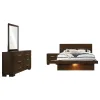 CoasterEssence 200711KE-S4 Jessica - 4 Piece Eastern King LED Bedroom Set - Cappuccino