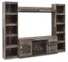Ashley Furniture EW0200W8 Ashley Furniture EW0200W8 Derekson - 4-Piece Entertainment Center With Electric Fireplace - Multi Gray