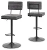 Ashley Furniture D119-630 Strumford - Tall Swivel Barstool (Set of 2) with Cushioned Back - Gray / Black