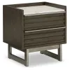Ashley Furniture B786-92 Arkenton - Two Drawer Night Stand - Grayish Brown / White