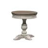 Liberty Furniture 824-OT1022 Heartland - Round Pedestal Chair Side Table - Antique White / Tobacco Tops