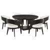 Coaster Fine Furniture 115390-S7A Leandro - 7 Piece Round Dining Table Set - Burnished Black
