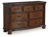 Ashley Furniture B764/31/36/46/50/71/97 Lavinton - 6 Pc. - Dresser, Mirror, Chest, Queen Poster Bed - Brown
