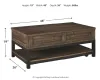 Ashley Furniture T444-9 Johurst - LIFT TOP COCKTAIL TABLE - Grayish Brown