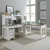 Liberty Furniture 244-HOJ-LSLD Liberty Furniture 244-HOJ-LSLD Magnolia Manor - 5 Piece Home Office Set (L Shaped Desk & Hutch) - Antique White