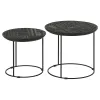 CoasterEssence 935842 Loannis - 2 Piece Round Mango Wood Nesting Table - Matte Black