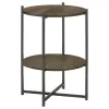 CoasterEssence 935993 Axel - Round Accent Table With Open Shelf - Natural And Gunmetal