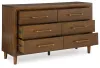 Ashley Furniture B615/31/36/82/97/92(2) Ashley Furniture B615/31/36/82/97/92(2) Lyncott - 6 Pc. - Dresser, Mirror, King Upholstered Bed, 2 Nightstands - Brown