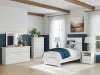 Ashley Furniture B139/31/35/46/153/183 Ashley Furniture B139/31/35/46/153/183 Bostwick Shoals - 5 Pc. - Dresser, Mirror, Chest, Twin Panel Bed With Framed Footboard - White
