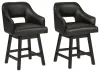 Ashley Furniture D380-924 Tallenger - UPH Swivel Barstool (Set of 2) - Black / Dark Brown