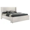 Coaster Fine Furniture 310078KE Alamosa - Boucle Upholstered Eastern King Wingback Platform Bed - White