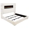 Coaster Fine Furniture 306032KE Tisdall - Upholstered Eastern King Fireplace Bed - Cream