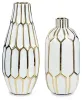 Ashley Furniture A2000135 Mohsen - Vase Set (Set of 2) - Gold Finish / White