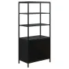 Coaster Fine Furniture 961651 Amherst - 3-Shelf Radio Weave Cane Metal Accent Cabinet - Black