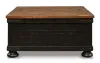 Ashley Furniture T468-00 Valebeck - Lift Top Cocktail Table - Black / Brown