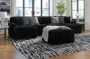 Ashley Furniture 98103/16/34/17/08 Midnight-Madness - 4 Pc. - 3-Piece Sectional With Laf And Raf Corner Chaises, Ottoman - Onyx