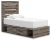 Ashley Furniture PCB2405B19 Graystorm - Twin Panel Bed With Storage - Brown Gray