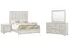 Pulaski Furniture P269-BR-K3-KIT6 Pulaski Furniture P269-BR-K3-KIT6 Camila - King Upholstered Bed, 2 Nightstands And Drawer Dresser With Mirror - Creamy White