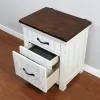 Furniture of America CM7962N Alyson - Nightstand With USB Plug - Distressed White / Walnut