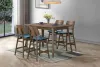 New Classic 45-D1651-DR4FC Oscar - Counter Wood Table - Walnut With 4 Teal Cushion Chairs - Brown / Blue