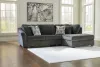 Ashley Furniture 35504S4 Biddeford - 2-Piece Sleeper Sectional With Raf Corner Chaise - Ebony