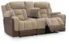 Ashley Furniture PC8350418 Ashley Furniture PC8350418 Mixed Motion - Power Reclining Loveseat With Console / Adjustable Headrest - Brownstone