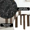 ACME LV06886 Estella - End Table With Natural Marble Top - Black Top & Walnut
