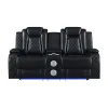 New Classic U1769V-25-BLK Orion II - Console Loveseat With Dual Recliners - Black