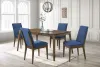 New Classic 40-7185BB-D4C Maggie - Dining Table With 4 Blue Chairs - Dark Brown