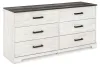 Ashley Furniture EB4121-231 Shawburn - Six Drawer Dresser - Pewter-tone pulls - White / Black / Gray