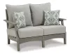Ashley Furniture P802/835/820/701 Visola - 4 Pc. - Outdoor Loveseat, 2 Lounge Chairs And Coffee Table - Gray