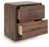 Ashley Furniture PCB386-92 Fortlorn - Two Drawer Night Stand - Walnut Brown