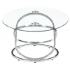 CoasterEssence 722373 Warren - 3 Piece Oval Glass Top Coffee Table Set - Chrome